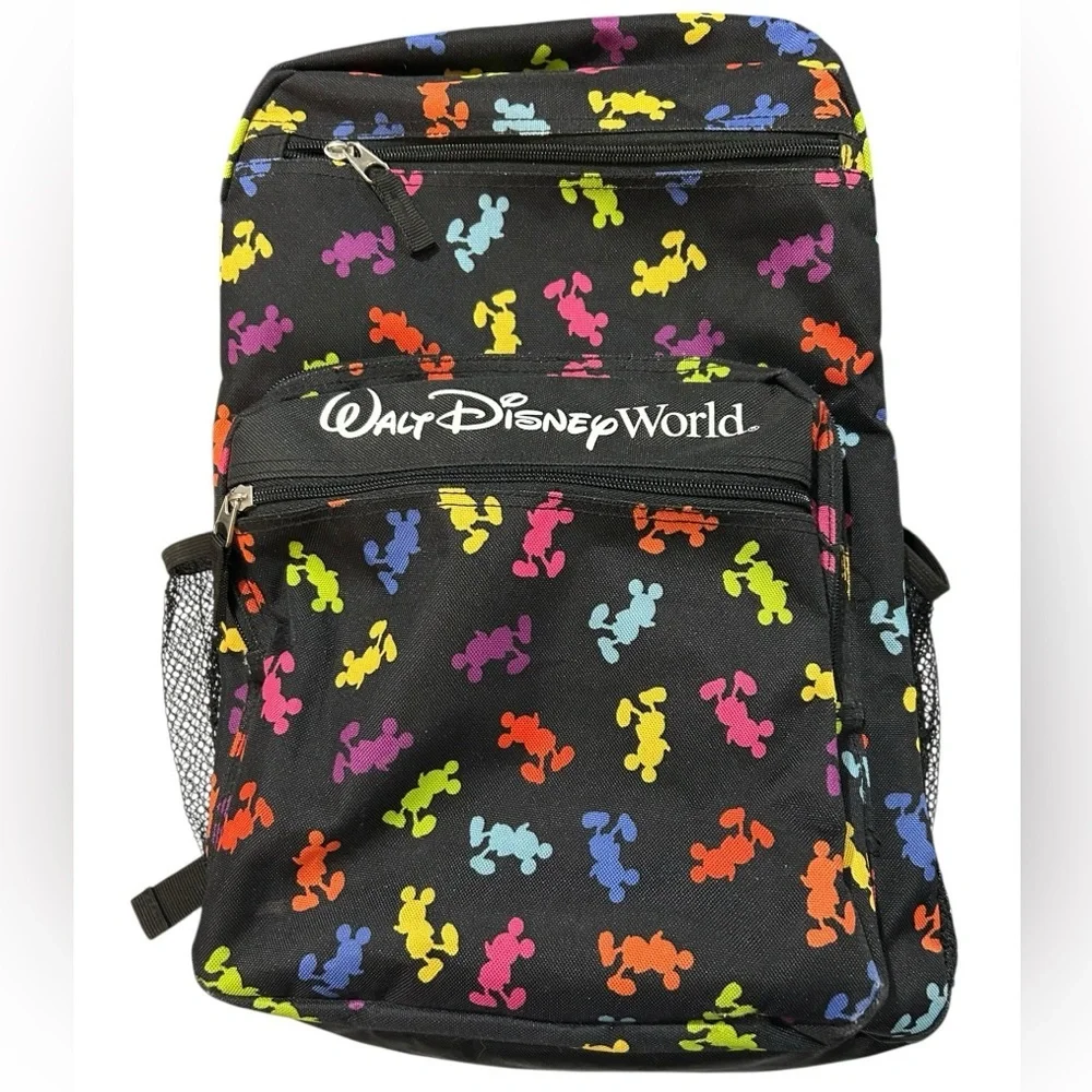 Walt Disney World Rainbow Mickey Mouse Silhouette Backpack - Black